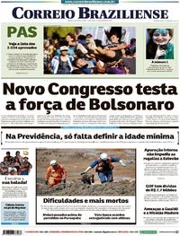 Capa do jornal Correio Braziliense 01/02/2019