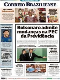 Capa do jornal Correio Braziliense 01/03/2019