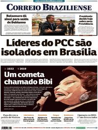 Capa do jornal Correio Braziliense 14/02/2019