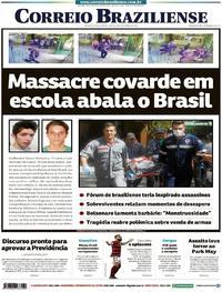 Capa do jornal Correio Braziliense 14/03/2019