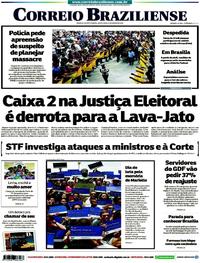 Capa do jornal Correio Braziliense 15/03/2019