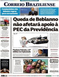 Capa do jornal Correio Braziliense 19/02/2019
