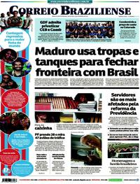 Capa do jornal Correio Braziliense 22/02/2019