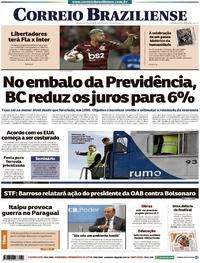 Capa do jornal Correio Braziliense 01/08/2019