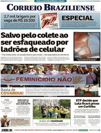 Capa do jornal Correio Braziliense 08/08/2019