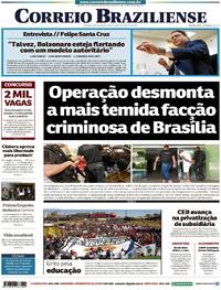 Capa do jornal Correio Braziliense 14/08/2019