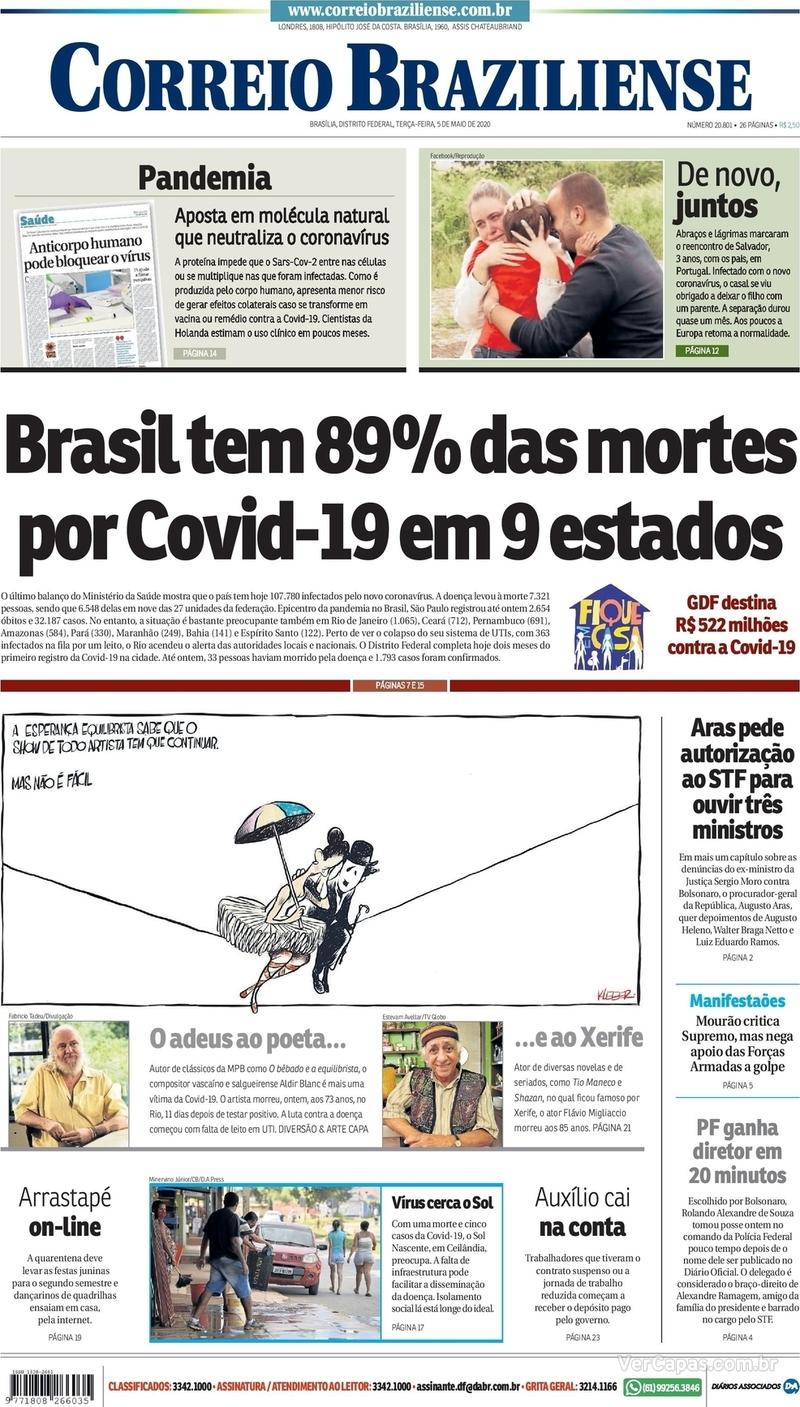 Capa do jornal Correio Braziliense 05/05/2020