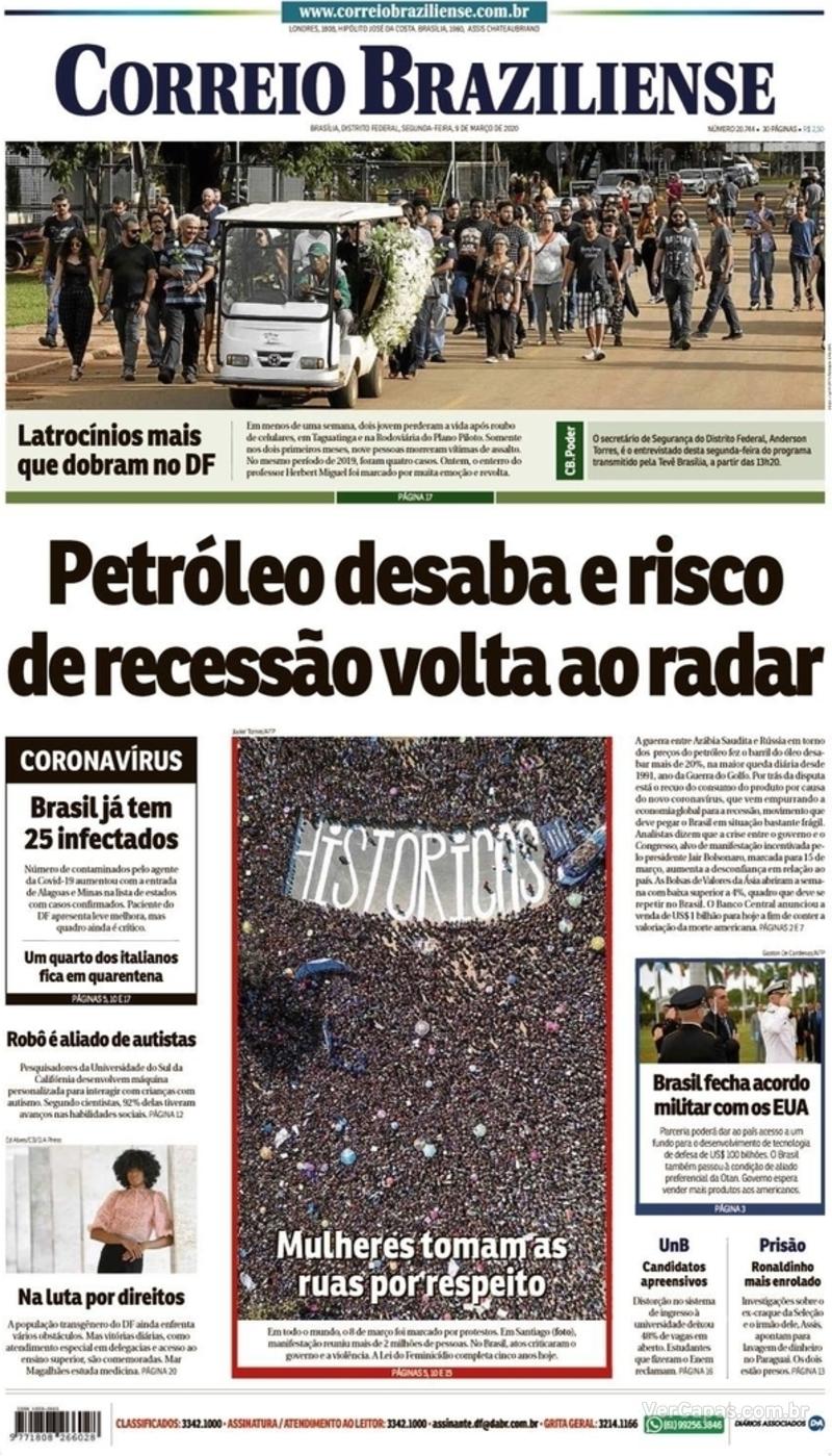 Capa Correio Braziliense Edição Segunda, 9 De Janeiro De 2023