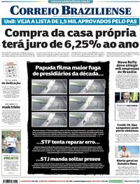 Capa do jornal Correio Braziliense 15/10/2020