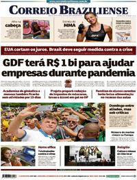Capa do jornal Correio Braziliense 16/03/2020