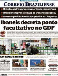 Capa do jornal Correio Braziliense 18/03/2020