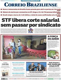 Capa do jornal Correio Braziliense 18/04/2020