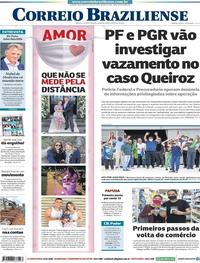 Capa do jornal Correio Braziliense 18/05/2020