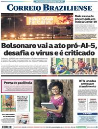 Capa do jornal Correio Braziliense 20/04/2020