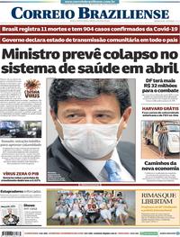 Capa do jornal Correio Braziliense 21/03/2020