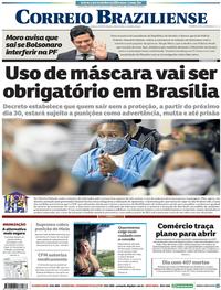 Capa do jornal Correio Braziliense 24/04/2020