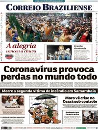 Capa do jornal Correio Braziliense 25/02/2020