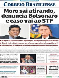 Capa do jornal Correio Braziliense 25/04/2020