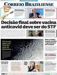 Capa do jornal Correio Braziliense 27/10/2020