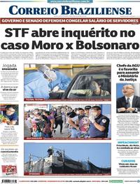 Capa do jornal Correio Braziliense 28/04/2020