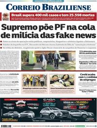 Capa do jornal Correio Braziliense 28/05/2020