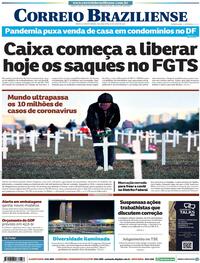 Capa do jornal Correio Braziliense 29/06/2020
