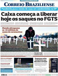 Capa do jornal Correio Braziliense 29/08/2020