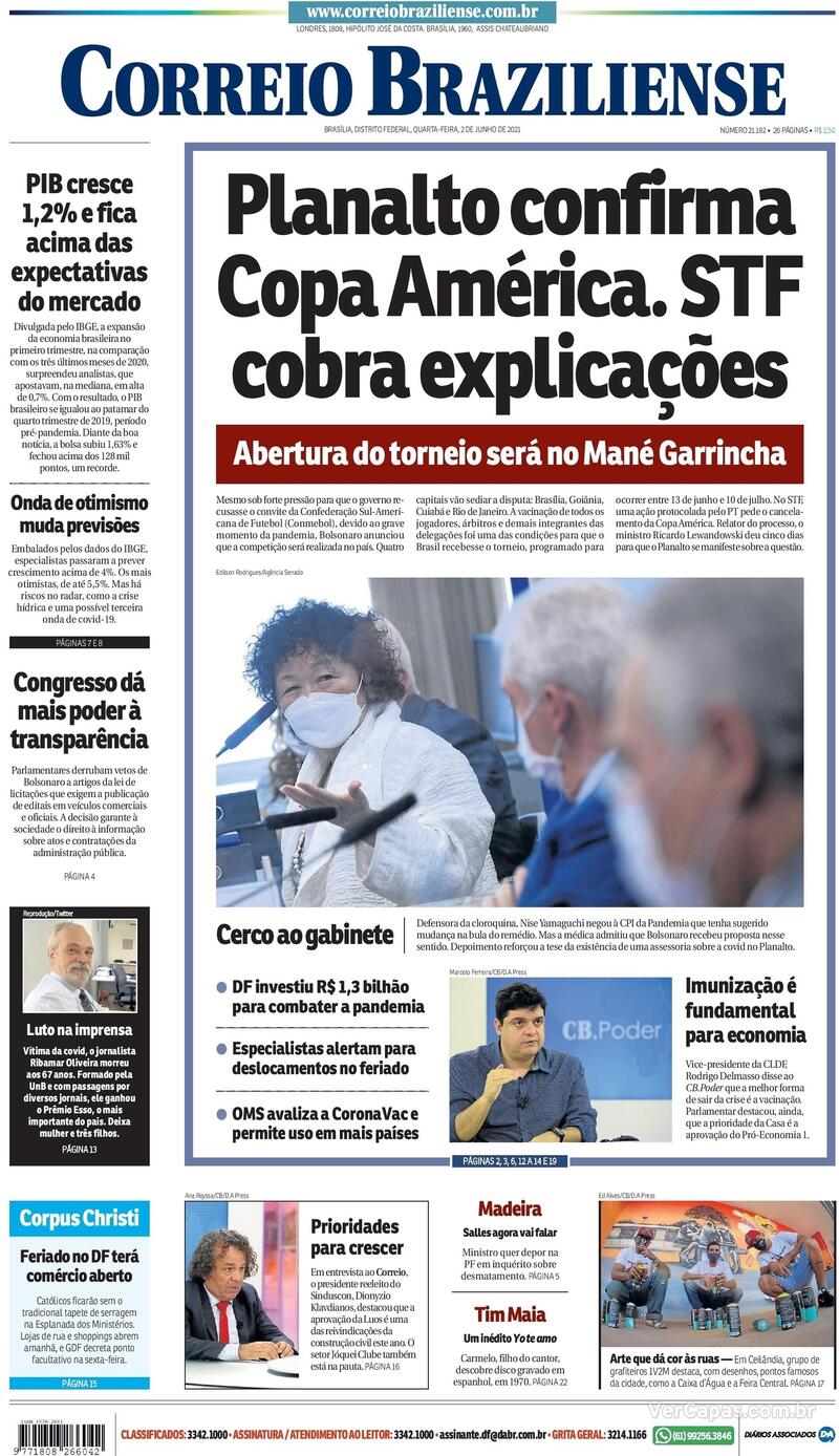 Capa Correio Braziliense Edição Quarta 2 De Junho De 2021 8643