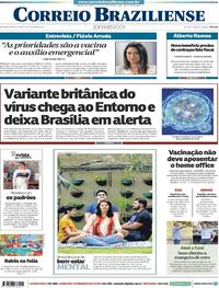 Capa do jornal Correio Braziliense 14/02/2021