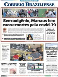 Capa do jornal Correio Braziliense 15/01/2021