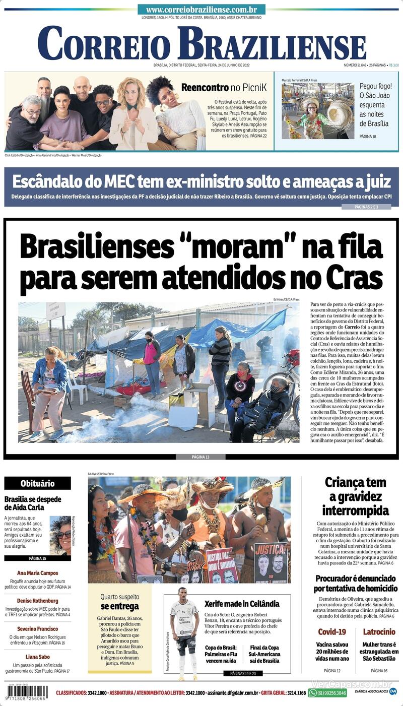 Capa Correio Braziliense Edição Domingo, 5 De Junho De 2022