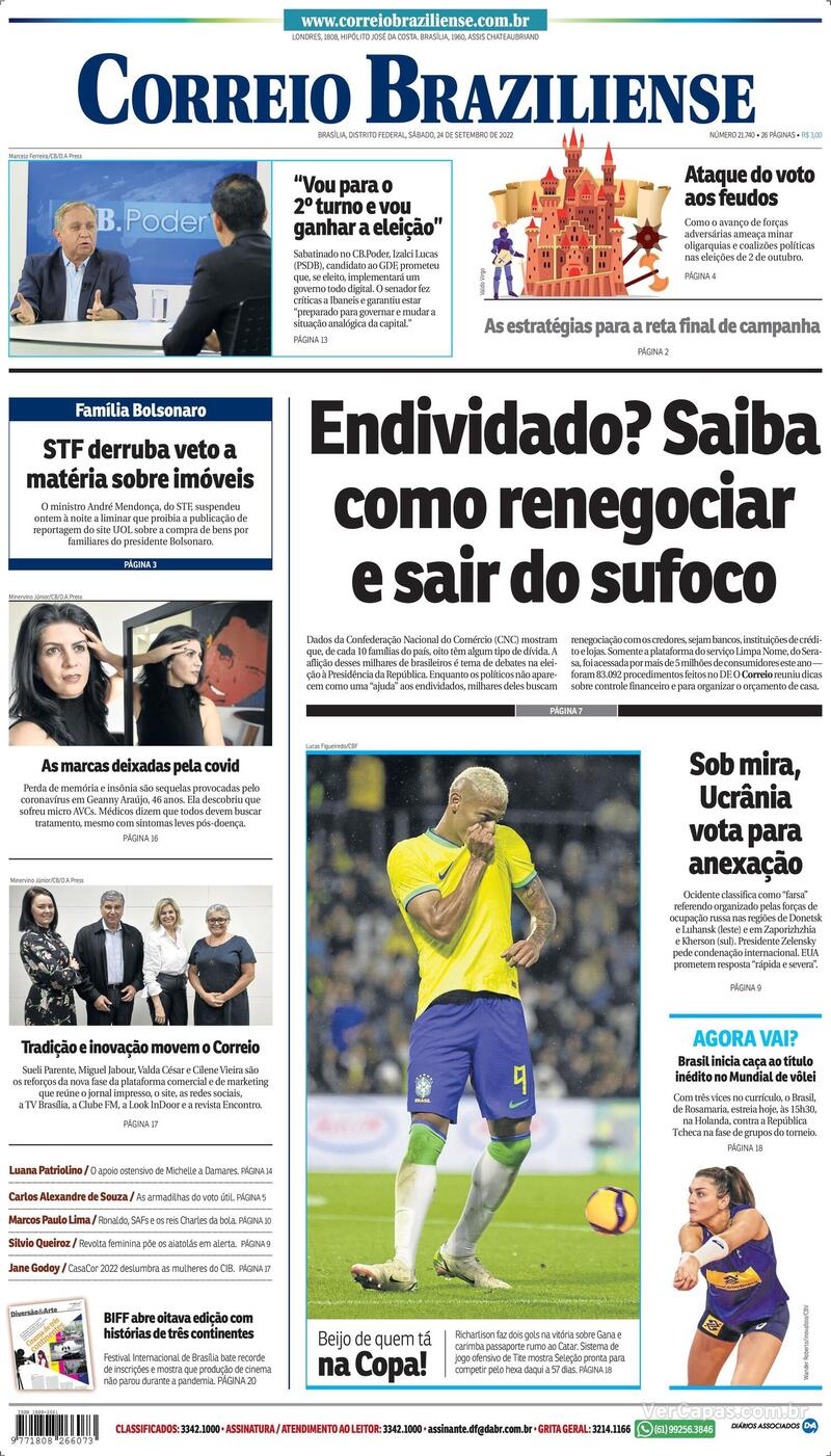 Capa Correio Braziliense Segunda,22 De Novembro De 2021