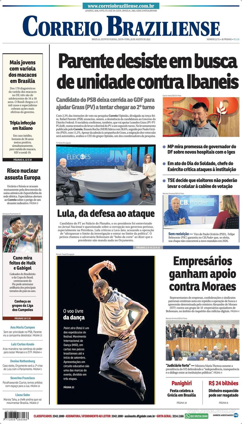 Capa Correio Braziliense Edição Segunda,13 De Junho De 2022