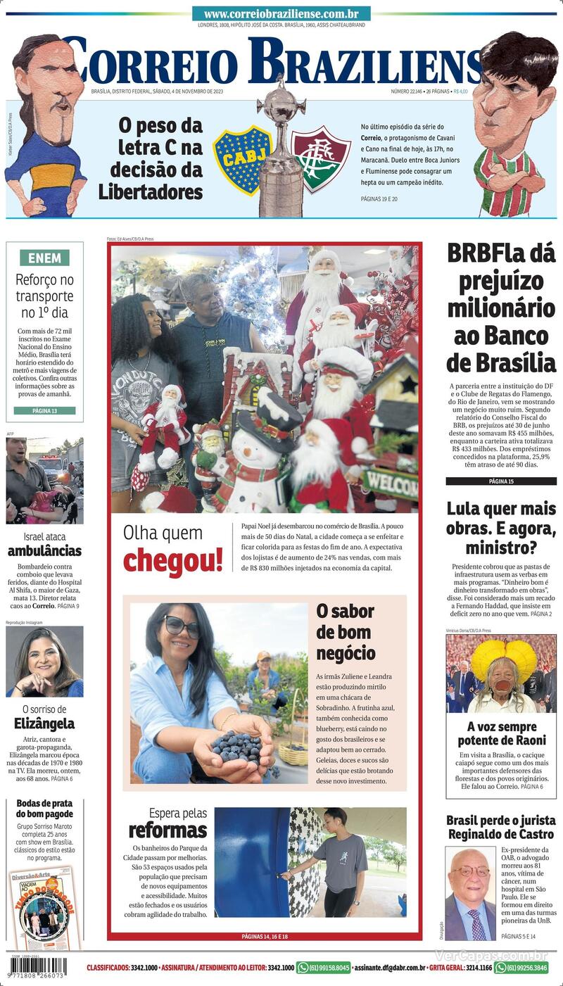 Capa do jornal Correio Braziliense 04/11/2023