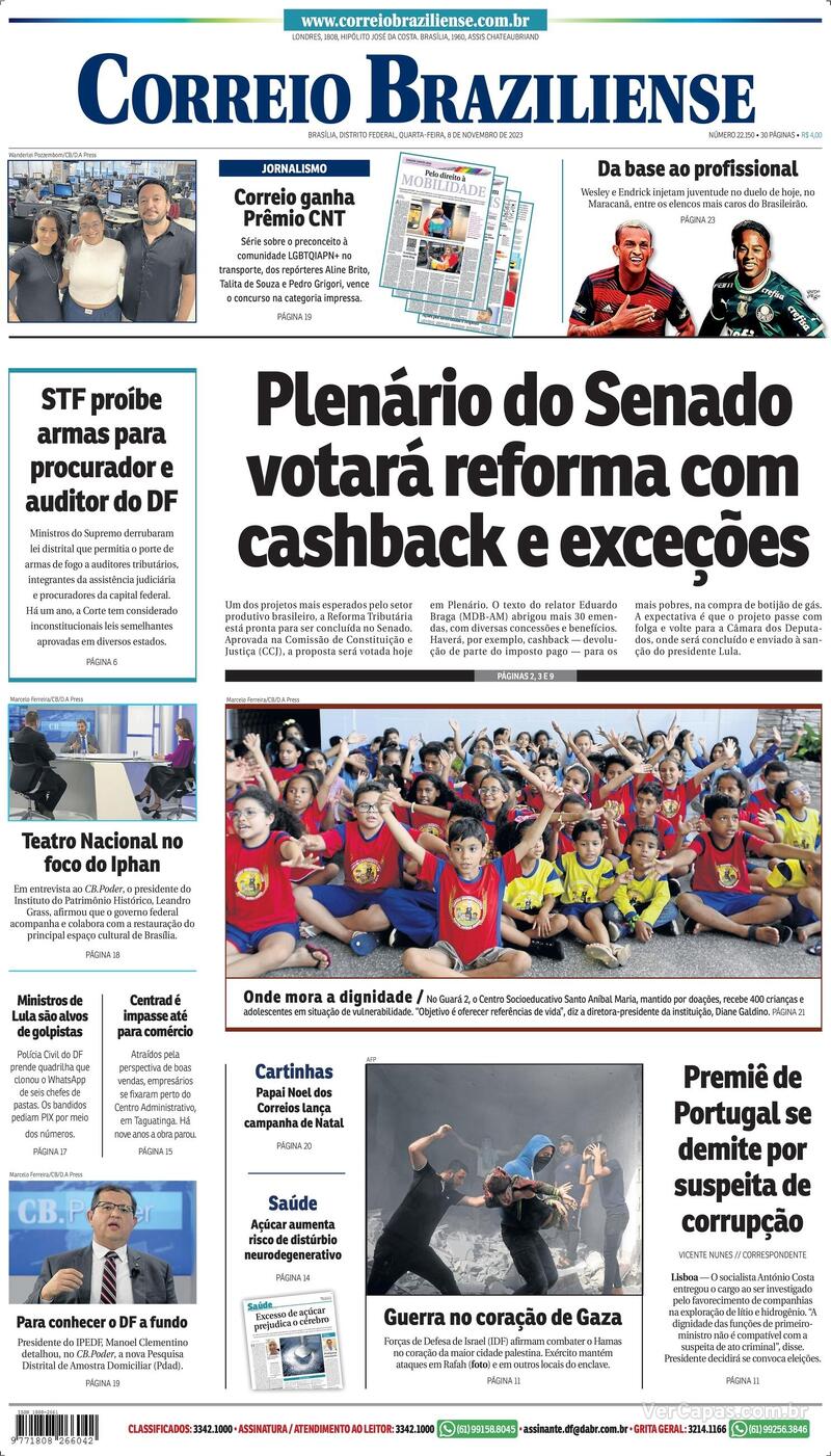 Capa do jornal Correio Braziliense 10/11/2023