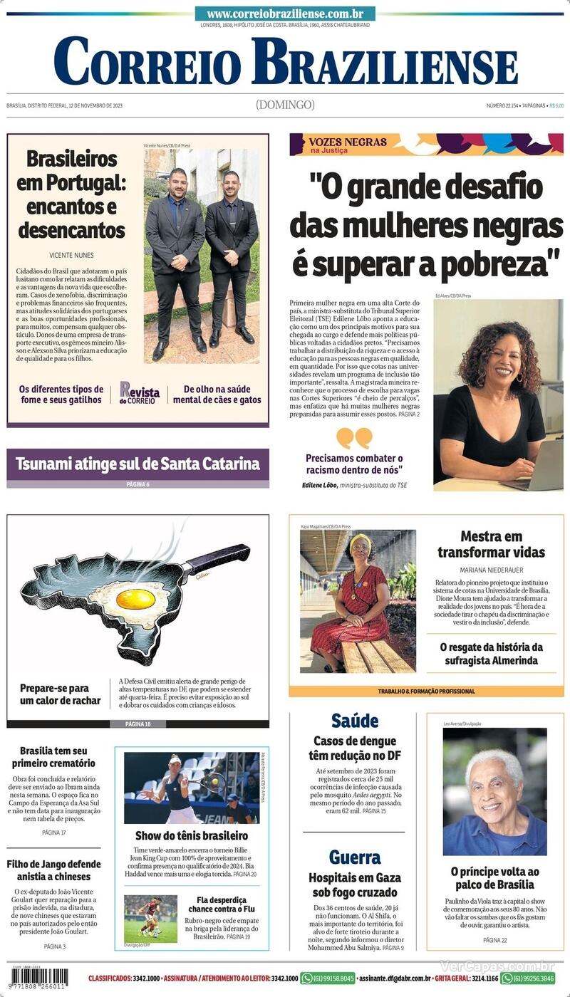 Capa do jornal Correio Braziliense 12/11/2023