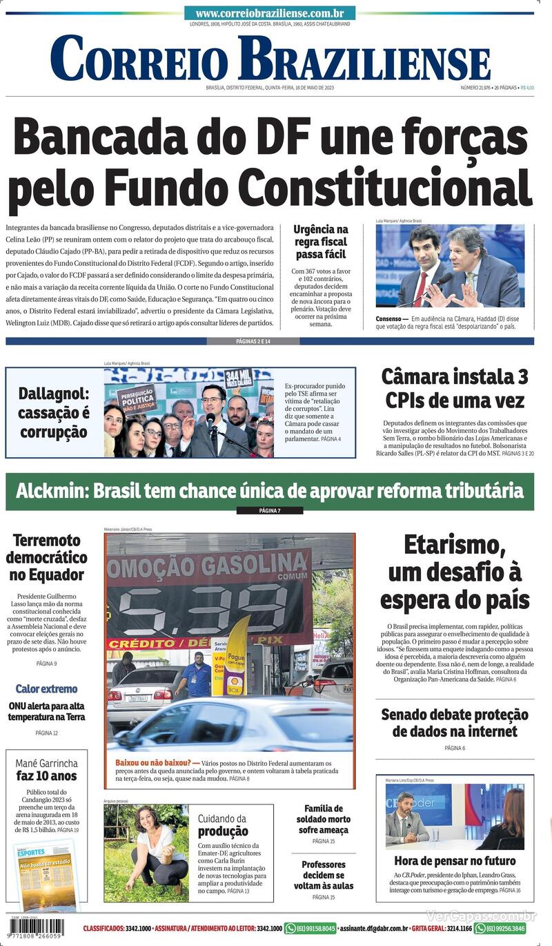 Capa Correio Braziliense Quarta De Mar O De