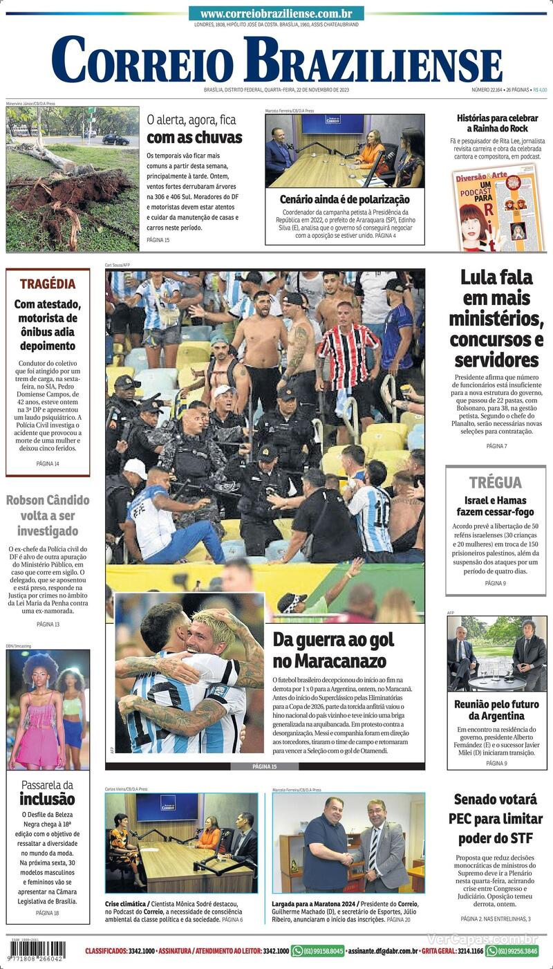 Capa do jornal Correio Braziliense 22/11/2023