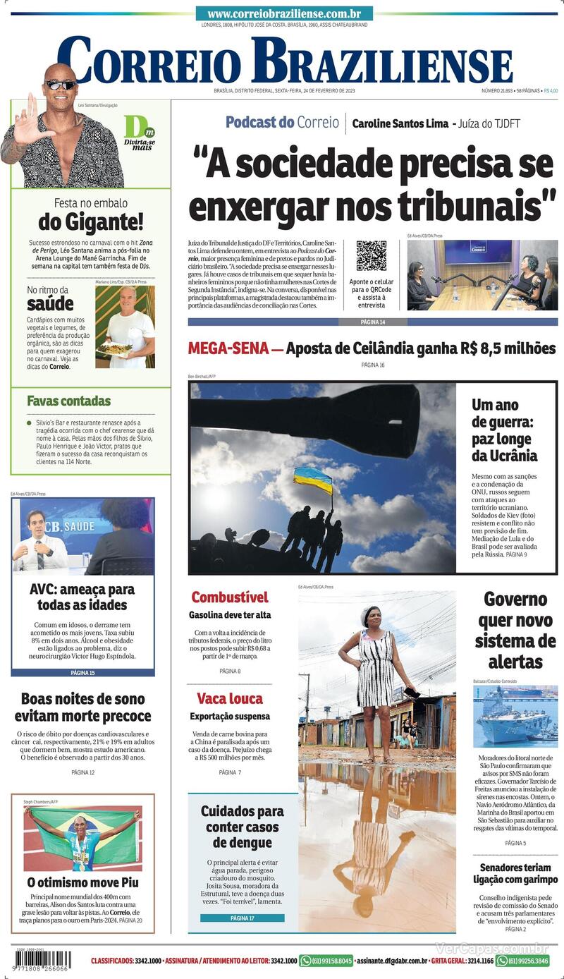 Capa Correio Braziliense Edição Domingo,29 De Janeiro De 2023