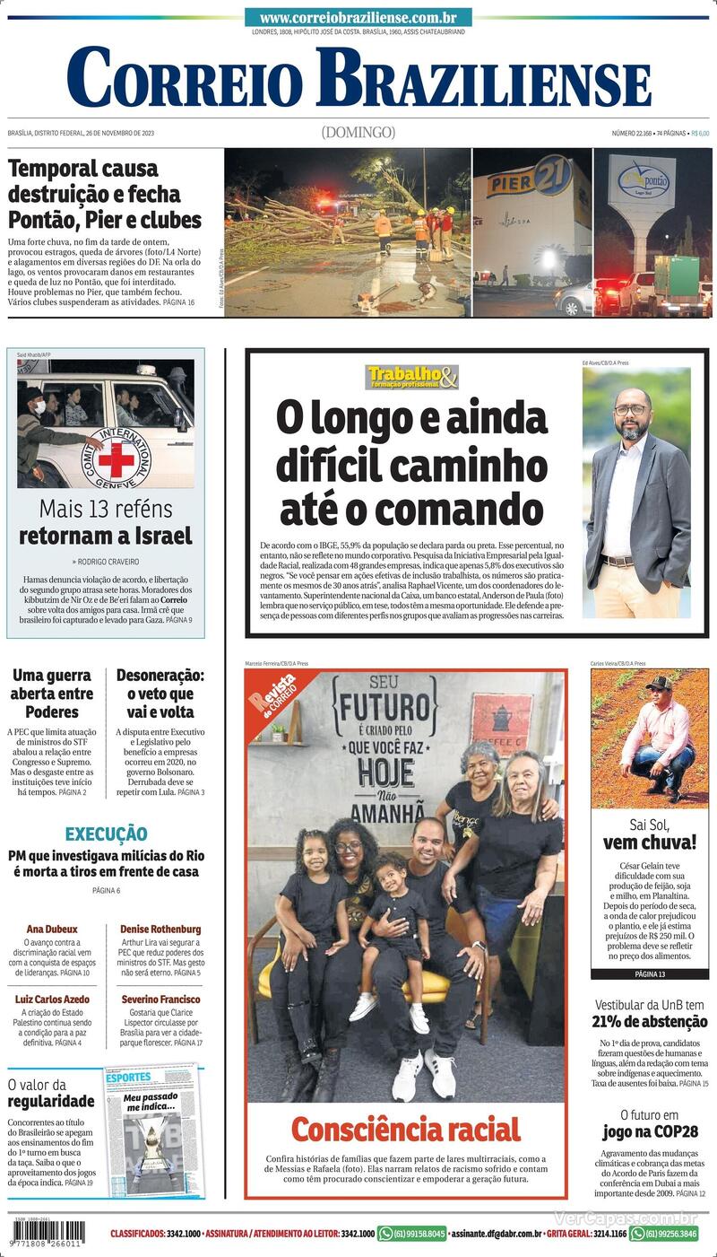 Capa do jornal Correio Braziliense 26/11/2023