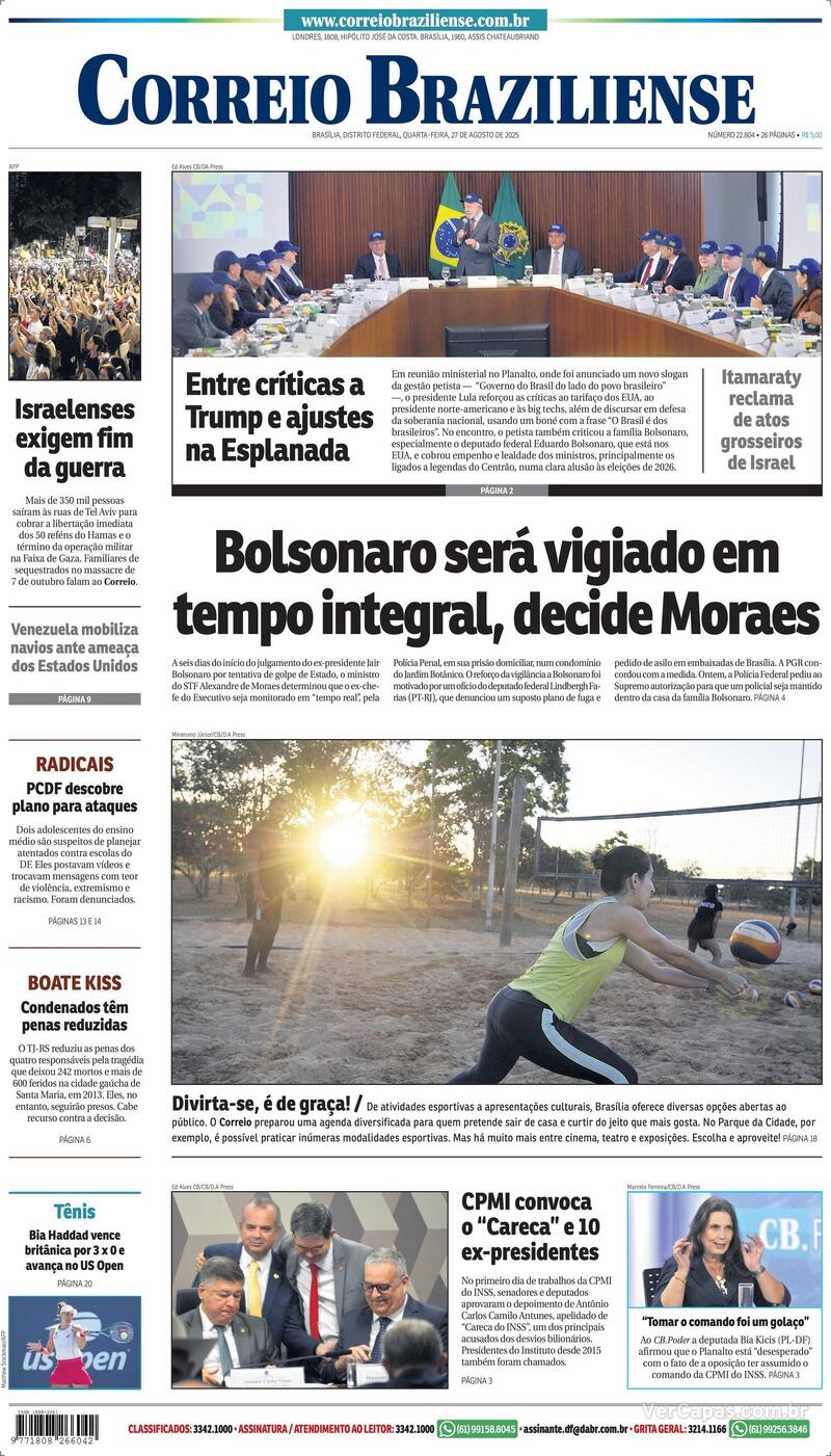 Capa do jornal Correio Braziliense 27/08/2025