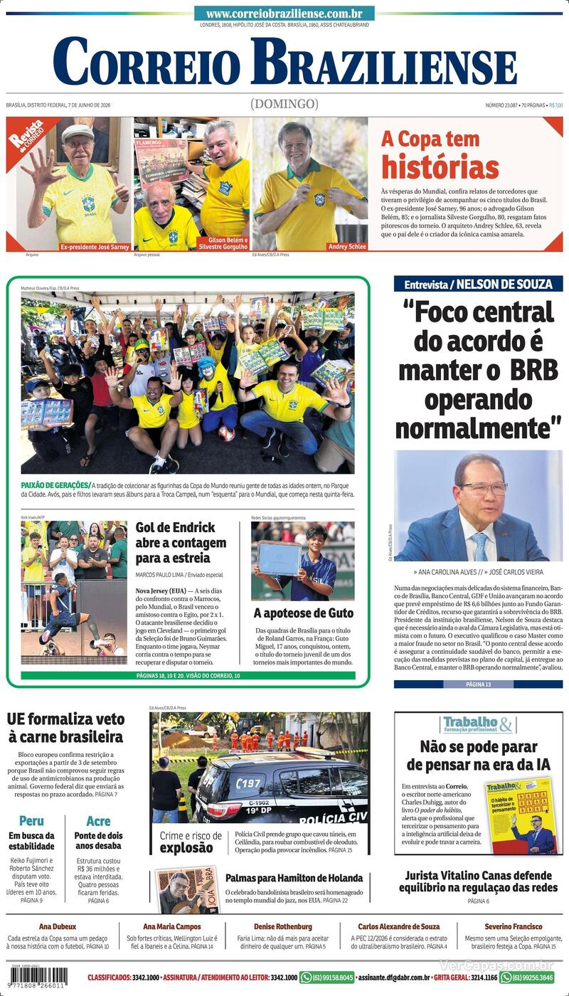 Capa do jornal Correio Braziliense 07/06/2026