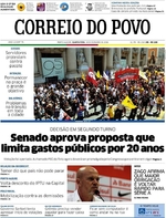 Capa do jornal Correio do Povo 14/12/2016