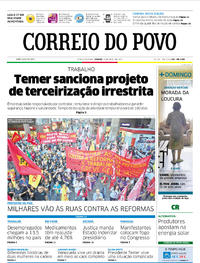 Capa do jornal Correio do Povo 01/04/2017