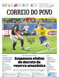 Capa do jornal Correio do Povo 01/09/2017