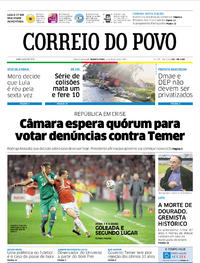 Capa do jornal Correio do Povo 02/08/2017
