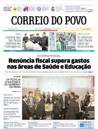 Capa do jornal Correio do Povo 04/09/2017