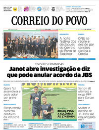 Capa do jornal Correio do Povo 05/09/2017