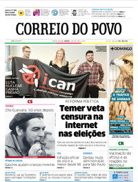 Capa do jornal Correio do Povo 07/10/2017