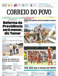 Capa do jornal Correio do Povo 07/11/2017